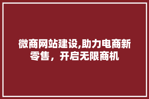 微商网站建设,助力电商新零售，开启无限商机