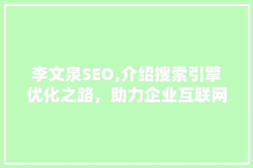 李文泉SEO,介绍搜索引擎优化之路，助力企业互联网营销腾飞
