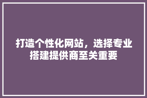 打造个性化网站，选择专业搭建提供商至关重要 打造个性化网站，选择专业搭建提供商至关重要 搜狗优化