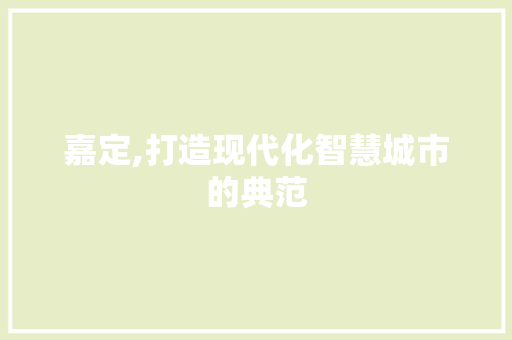 嘉定,打造现代化智慧城市的典范