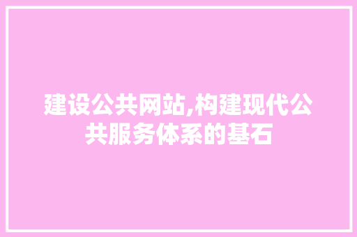 建设公共网站,构建现代公共服务体系的基石
