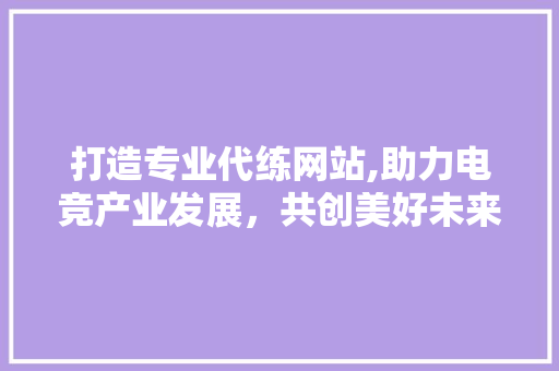 打造专业代练网站,助力电竞产业发展，共创美好未来