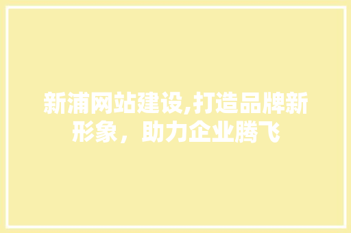 新浦网站建设,打造品牌新形象，助力企业腾飞 AI技术学习
