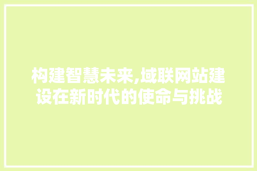 构建智慧未来,域联网站建设在新时代的使命与挑战 AI技术学习