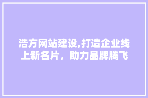 浩方网站建设,打造企业线上新名片，助力品牌腾飞 seo技术