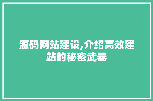 源码网站建设,介绍高效建站的秘密武器