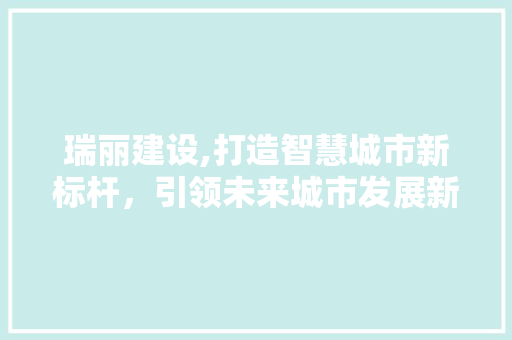 瑞丽建设,打造智慧城市新标杆，引领未来城市发展新潮流
