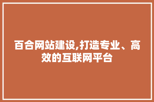 百合网站建设,打造专业、高效的互联网平台