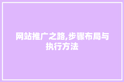 网站推广之路,步骤布局与执行方法 头条优化