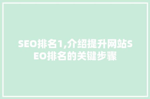 SEO排名1,介绍提升网站SEO排名的关键步骤
