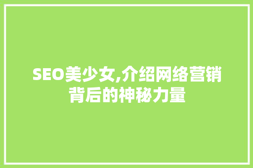 SEO美少女,介绍网络营销背后的神秘力量