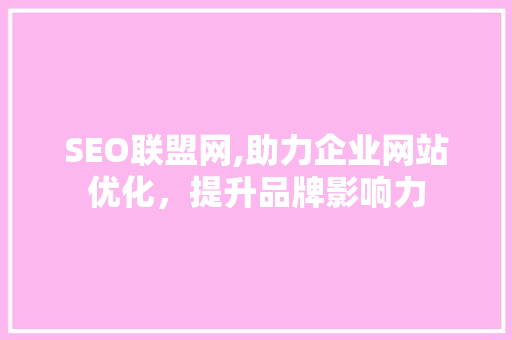 SEO联盟网,助力企业网站优化，提升品牌影响力