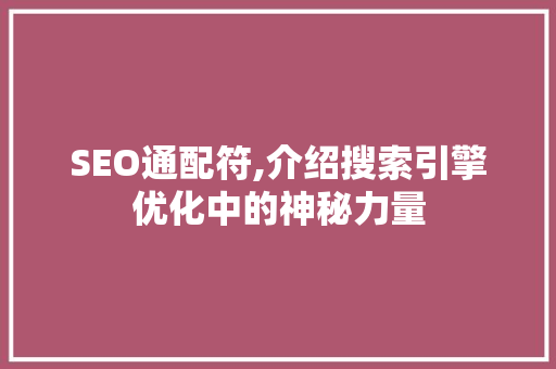 SEO通配符,介绍搜索引擎优化中的神秘力量 头条优化