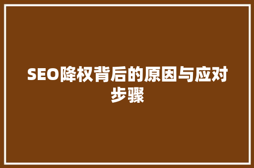 SEO降权背后的原因与应对步骤