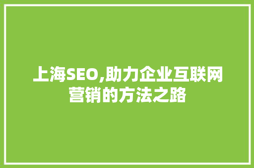 上海SEO,助力企业互联网营销的方法之路