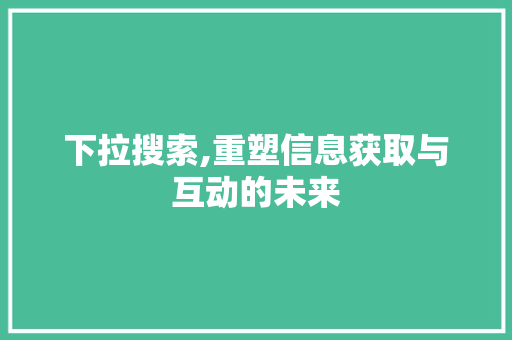 下拉搜索,重塑信息获取与互动的未来 seo技术