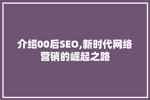 介绍00后SEO,新时代网络营销的崛起之路