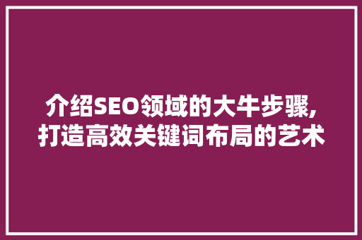 介绍SEO领域的大牛步骤,打造高效关键词布局的艺术