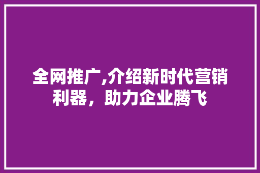 全网推广,介绍新时代营销利器，助力企业腾飞 360搜优化