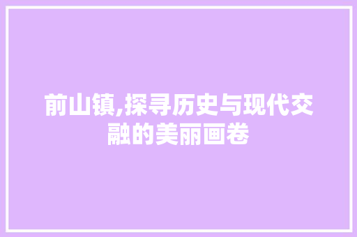 前山镇,探寻历史与现代交融的美丽画卷