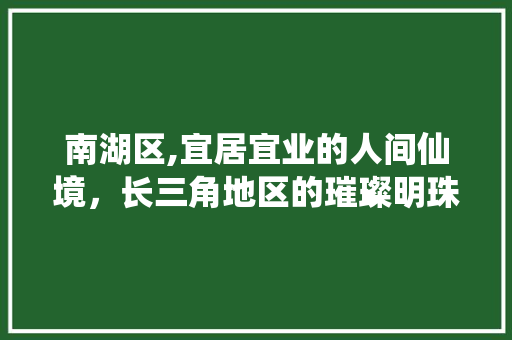 南湖区,宜居宜业的人间仙境，长三角地区的璀璨明珠