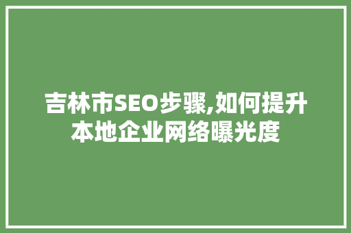 吉林市SEO步骤,如何提升本地企业网络曝光度 网站开发