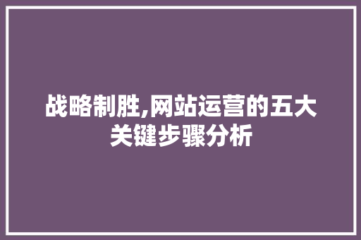 战略制胜,网站运营的五大关键步骤分析