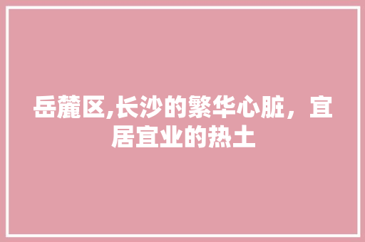 岳麓区,长沙的繁华心脏，宜居宜业的热土