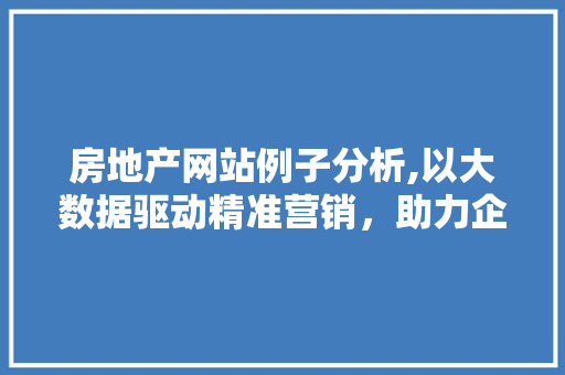 房地产网站例子分析,以大数据驱动精准营销，助力企业腾飞