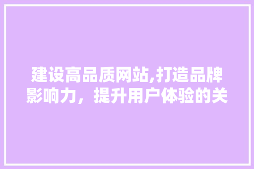 建设高品质网站,打造品牌影响力，提升用户体验的关键途径 网站开发