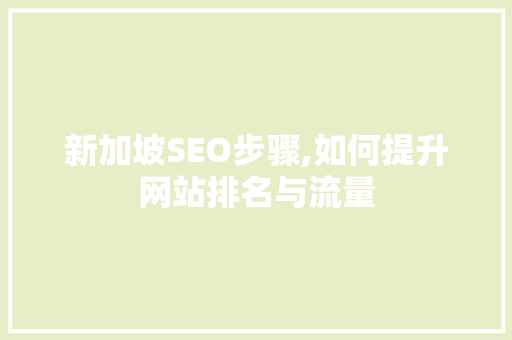 新加坡SEO步骤,如何提升网站排名与流量