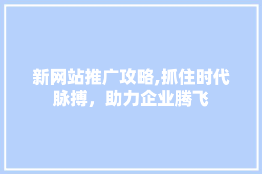 新网站推广攻略,抓住时代脉搏，助力企业腾飞 搜狗优化