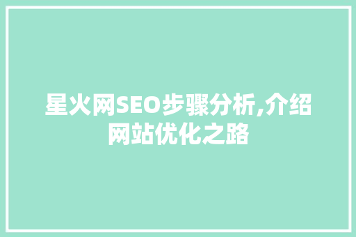 星火网SEO步骤分析,介绍网站优化之路 360搜优化