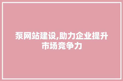 泵网站建设,助力企业提升市场竞争力 头条优化