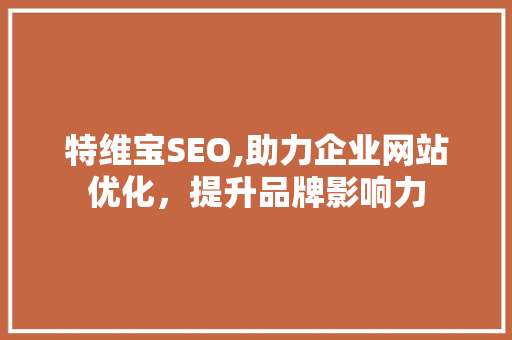 特维宝SEO,助力企业网站优化，提升品牌影响力 网站开发