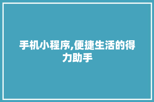 手机小程序,便捷生活的得力助手