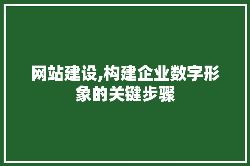 网站建设,构建企业数字形象的关键步骤 小程序开发