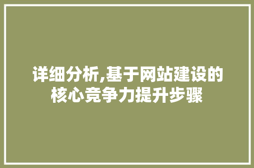详细分析,基于网站建设的核心竞争力提升步骤