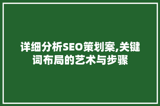 详细分析SEO策划案,关键词布局的艺术与步骤 小程序开发