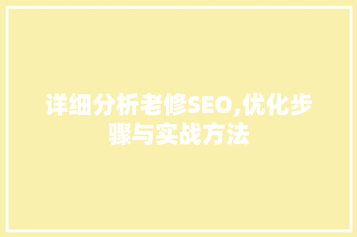 详细分析老修SEO,优化步骤与实战方法