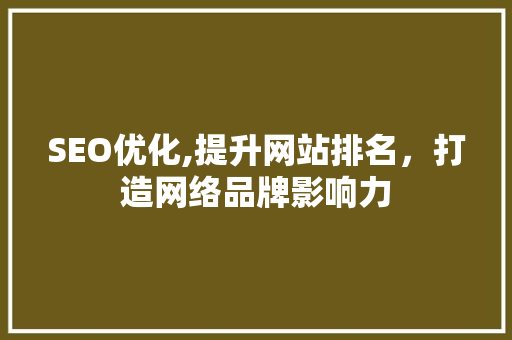 SEO优化,提升网站排名，打造网络品牌影响力