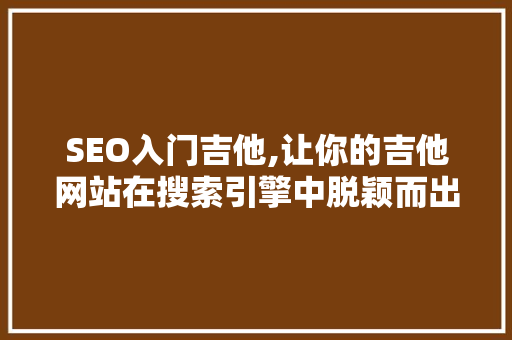 SEO入门吉他,让你的吉他网站在搜索引擎中脱颖而出