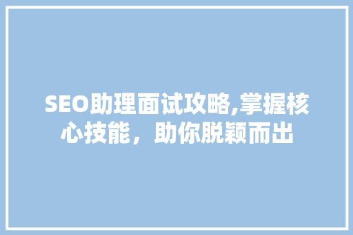 SEO助理面试攻略,掌握核心技能，助你脱颖而出 网站开发