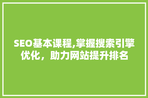 SEO基本课程,掌握搜索引擎优化，助力网站提升排名 百度算法