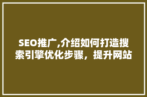SEO推广,介绍如何打造搜索引擎优化步骤，提升网站流量与品牌影响力 网站开发