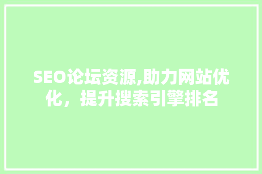 SEO论坛资源,助力网站优化，提升搜索引擎排名 百度算法