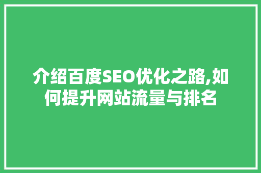 介绍百度SEO优化之路,如何提升网站流量与排名