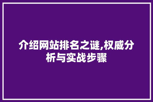 介绍网站排名之谜,权威分析与实战步骤