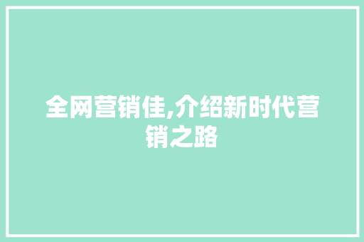 全网营销佳,介绍新时代营销之路