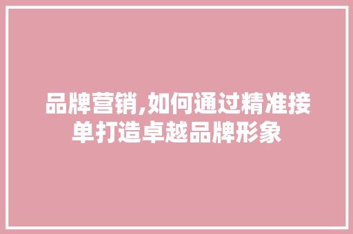品牌营销,如何通过精准接单打造卓越品牌形象 小程序开发